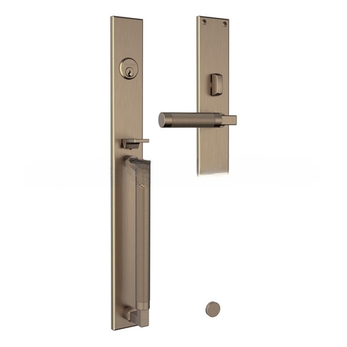 Gramercy Knurled Right Hand Single Cylinder Entry Mortise Lock Trim Antique Brass Finish