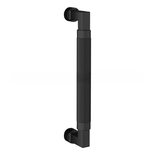 8" Contemporary Knurled Grip Door Pull Satin Black Finish