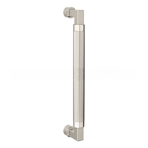 10" Contemporary Knurled Grip Door Pull with Lifetime Bright Nickel Pull Grip On The Lifetime Satin Nickel Finish