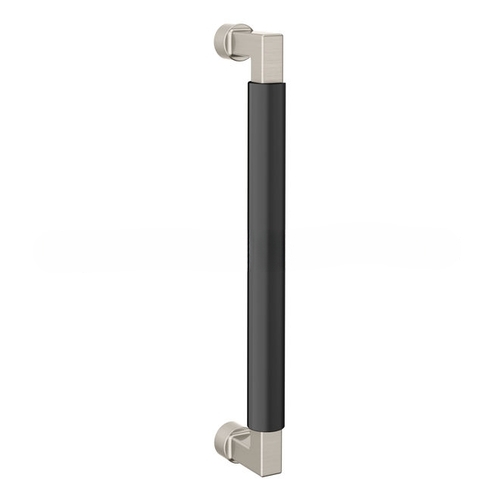 10" Contemporary Door Pull with Satin Black Pull Grip On The Lifetime Satin Nickel Finish