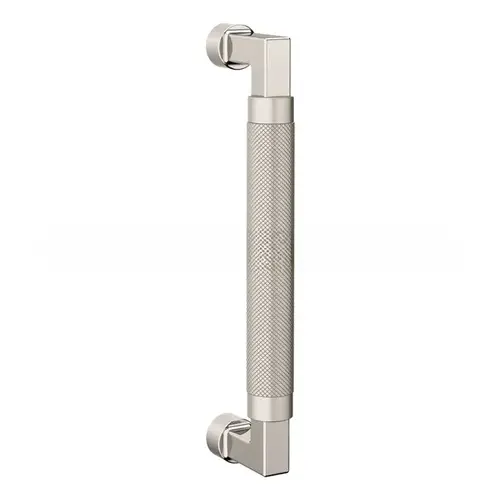 8" Contemporary Knurled Grip Door Pull with Lifetime Satin Nickel Pull Grip On The Lifetime Bright Nickel Finish