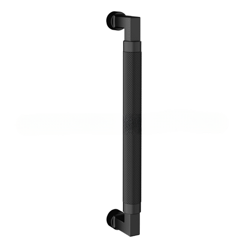 10" Contemporary Knurled Grip Door Pull Satin Black Finish