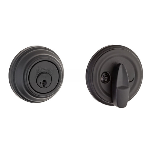 Single Cylinder Deadbolt SmartKey with 6AL Latch and STRKP Strike Pack which includes Square Corner, Round Corner and 5303 Round Corner Full Lip Strikes Matte Black Finish