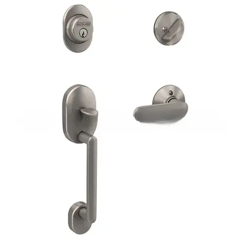 Remsen with Davlin Lever Single Cylinder Handleset and Trim C Keyway with 12326 Latch and 10115 Strike Satin Nickel Finish