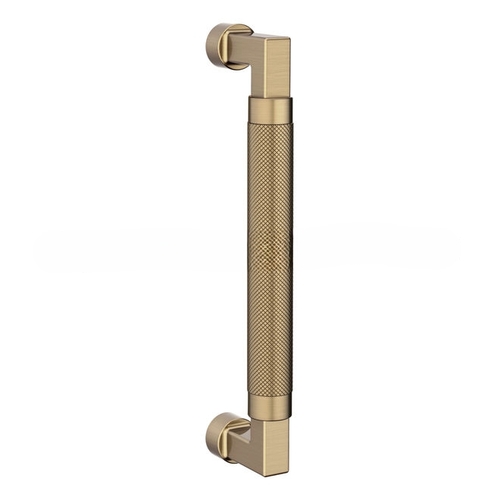 8" Contemporary Knurled Grip Door Pull Antique Brass Finish