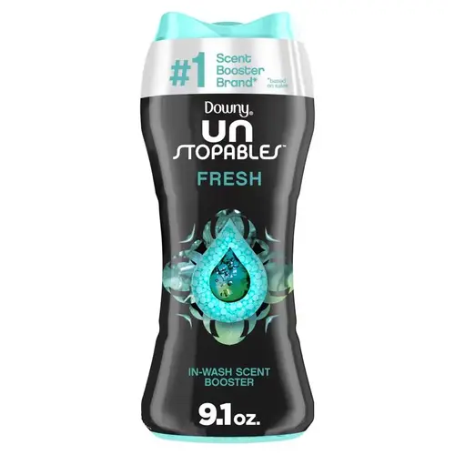 DOWNY 80730051 Unstopables In-Wash Scent Booster Beads, 9.1 oz Bottle, Solid, Fresh, Blue/Green
