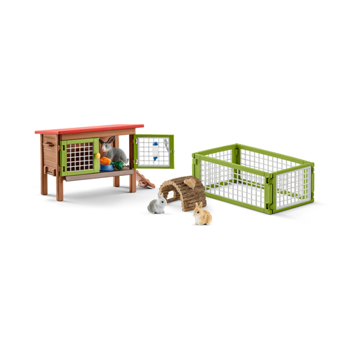 Rabbit Hutch Toy Set Farm World Plastic 8 pc Brown/Green