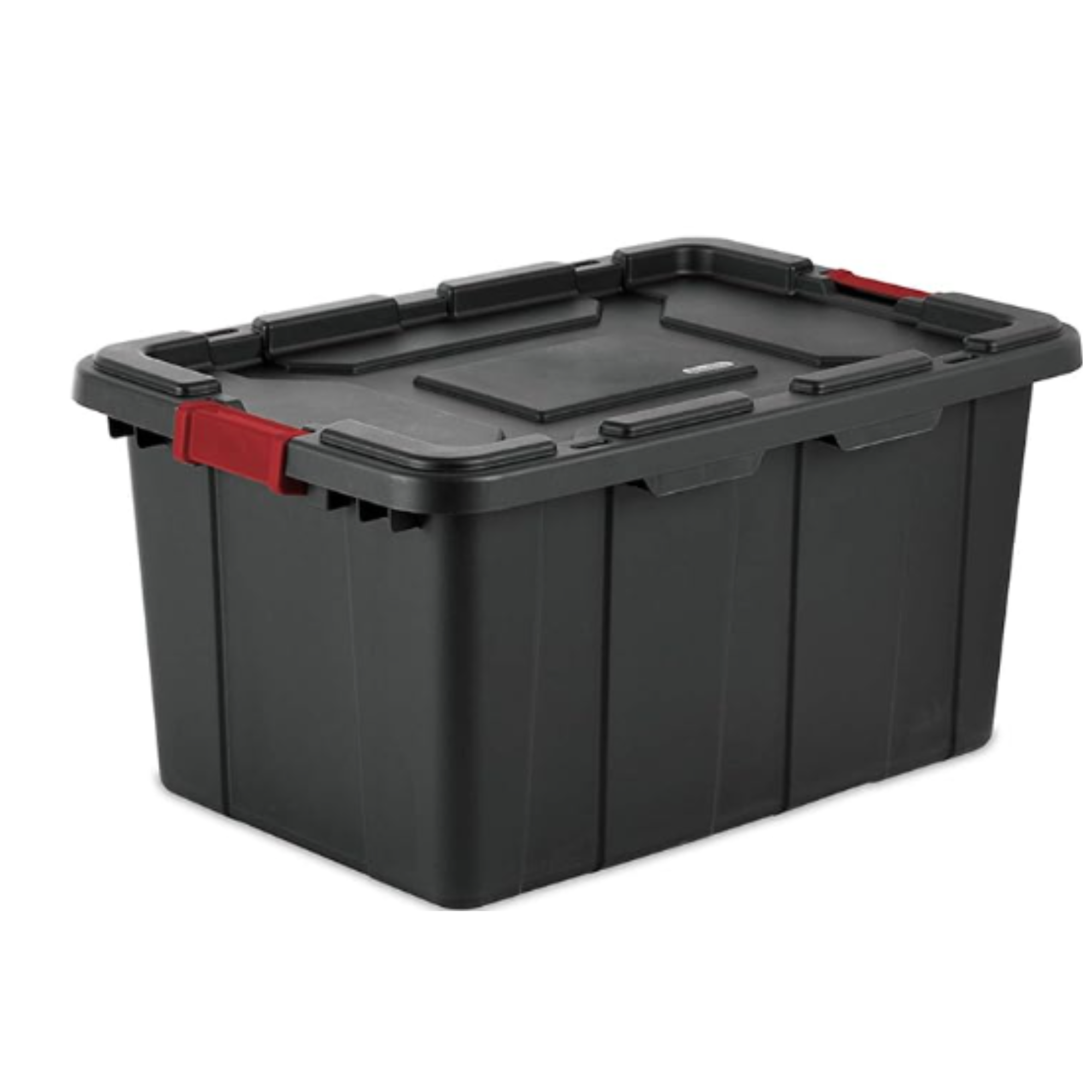 Sterilite 14669Y04 Industrial Tote, Black With Red Latches, 27-Gallons