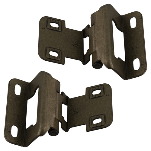 Overlay Burnished Brass Self-Closing Partial Wrap Cabinet Hinges 1/2" For Kitchen And Cabinets Hardware