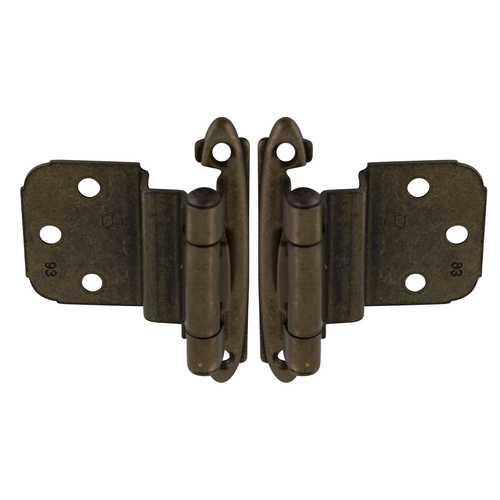 Inset Face Frame Self Closing Kitchen Cabinet Hinge 3/8" Burnished Brass Pair