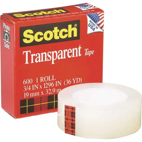 3/4 in. x 1296 in., 1 in. Core, Transparent Glossy Tape, Clear