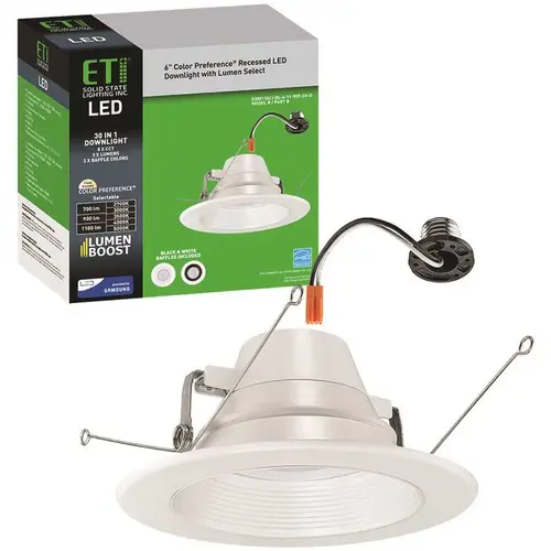 6 in. 30-in-1 Configurations Selectable CCT Integrated LED Recessed Trim Ceiling Light High Output Wet Rated Dimmable White