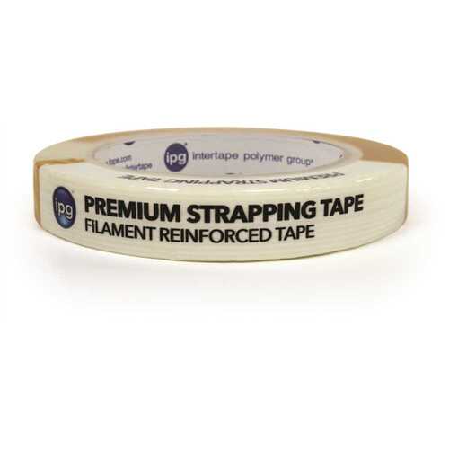 Strapping Tape, 60 yd L, 0.7 in W, Polypropylene Backing, Natural