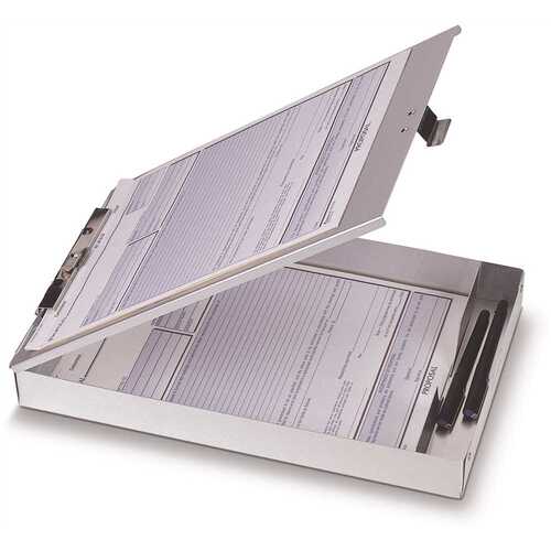 Bottom Opening Storage Clipboard Letter Size Aluminum Silver