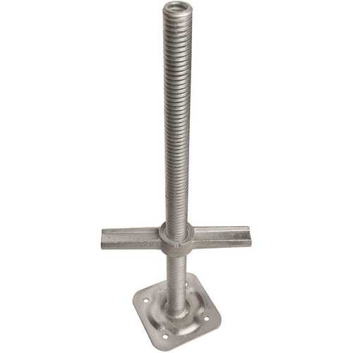 Metal Tech 1001295 24 in. Adjustable Leveling Jack in Galvanized Steel with Base Plate for Scaffolding Frames