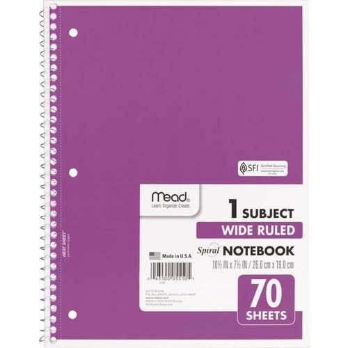 Mead 05510-XCP24 Notebook 8" W X 10-1/2" L Wide Ruled Spiral Assorted - pack of 24