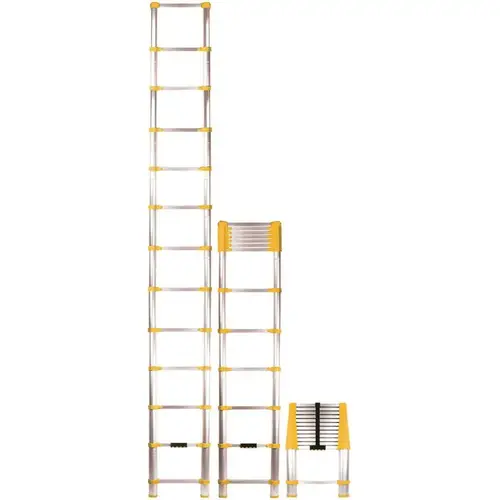 Xtend+Climb 770P PLUS Home Series 770P Telescoping Ladder, 16-1/2 ft Max Reach H, 13-Step, 250 lb, 1-1/2 in D Step, Aluminum Gray/Yellow