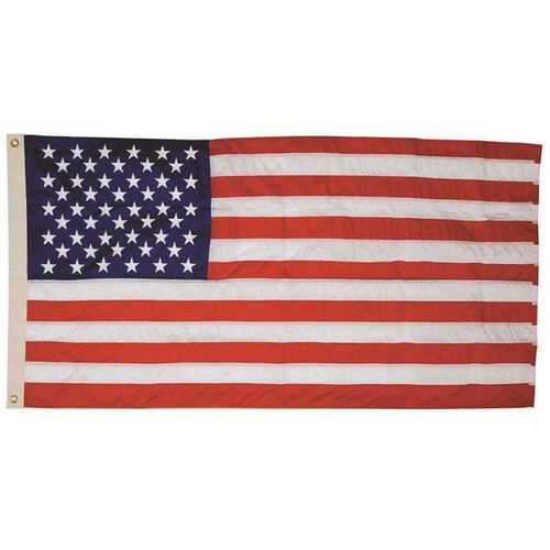 USA Flag, 3 ft W, 5 ft H, Nylon Multicolored