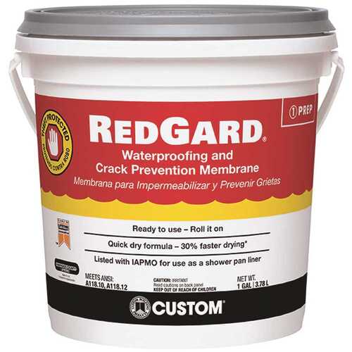 REDGARD Waterproofing and Crack Prevention Membrane, Liquid, Red, 1 gal, Pail