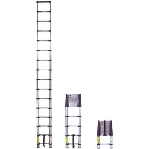 785P Telescoping Ladder, 19-1/2 ft Max Reach H, 16-Step, 250 lb, 1-1/2 in D Step, Aluminum, Anodized