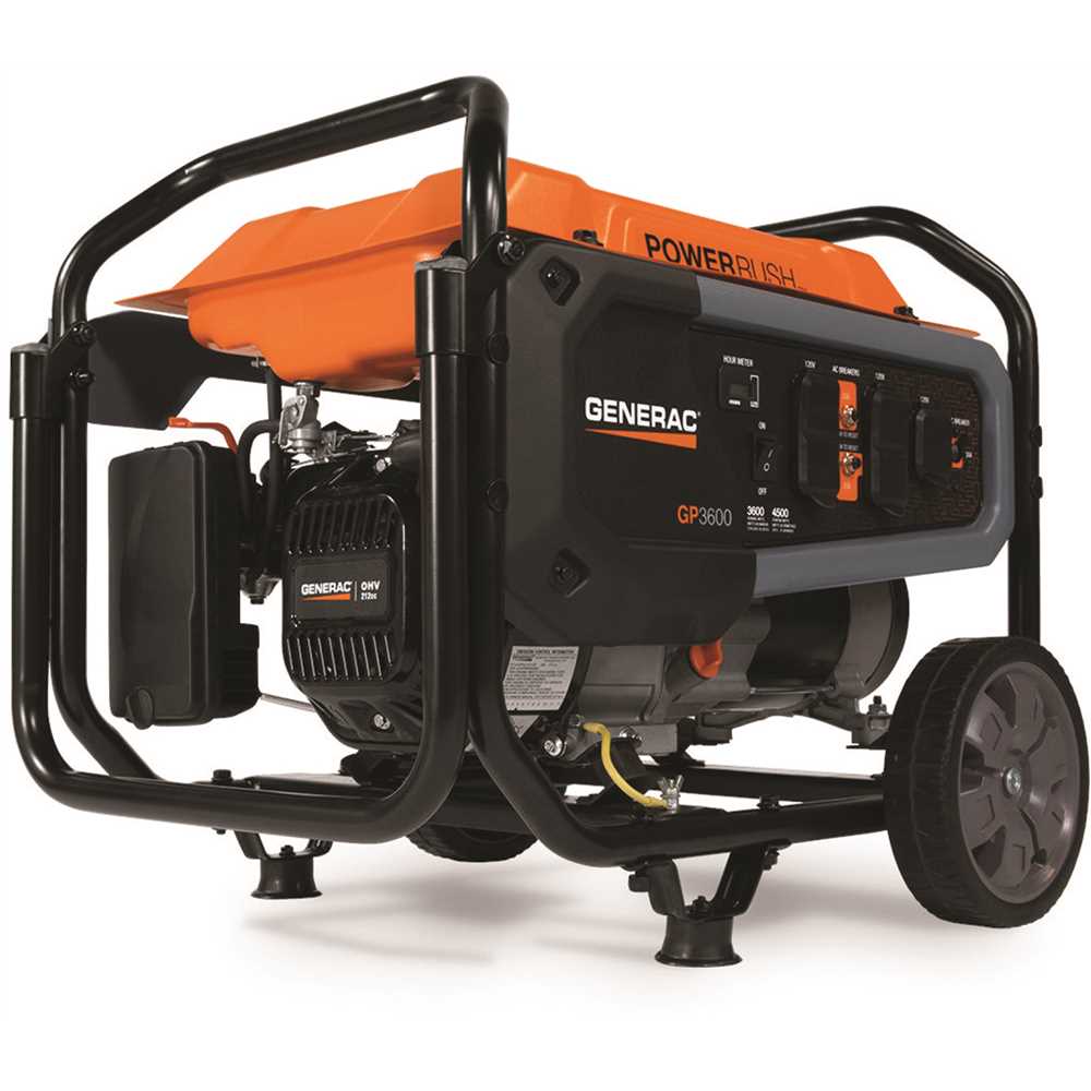 Generac 7678 GP Portable Generator, 30 A, 120 V, Gas, 3.7 gal Tank, 10.5 hr Run Time, Recoil Start Black/Orange