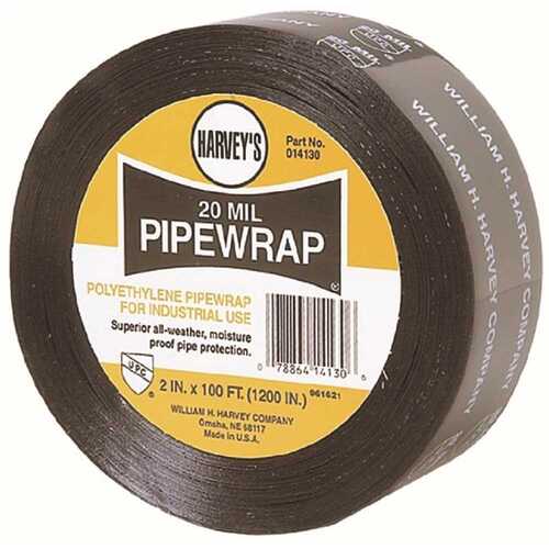 Harvey 014130 Pipe Wrap, 100 ft L, 2 in W, 20 mil Thick, Black