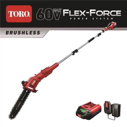 TORO CO M/R BLWR/TRMMR 51870 10 in. 60-Volt Lithium Ion Cordless Electric Pole Saw - Battery and Charger Included