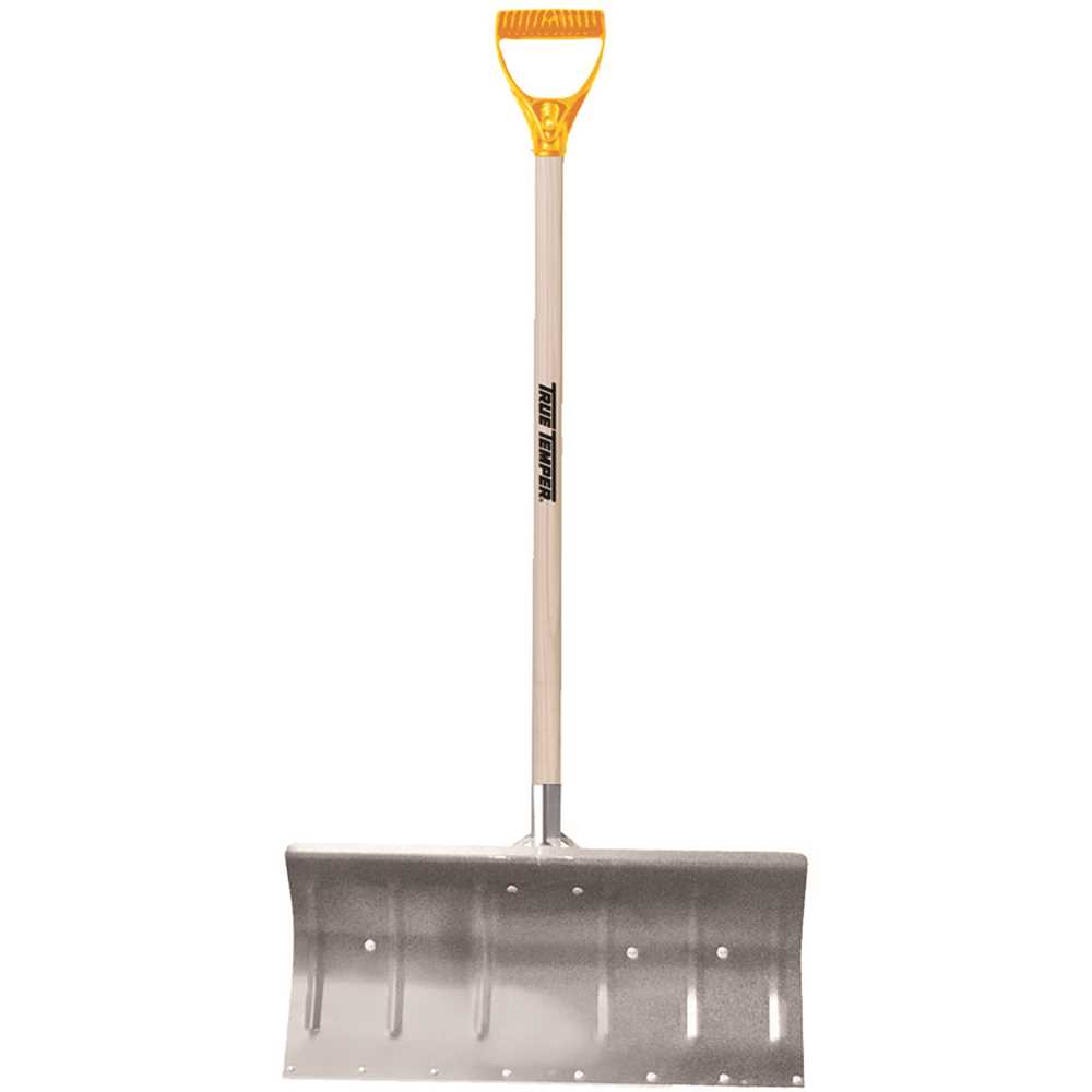 True Temper 1640000 Snow Pusher, 24 in W Blade, Aluminum Blade, Wood Handle, D-Shaped Handle, 48 in L Handle