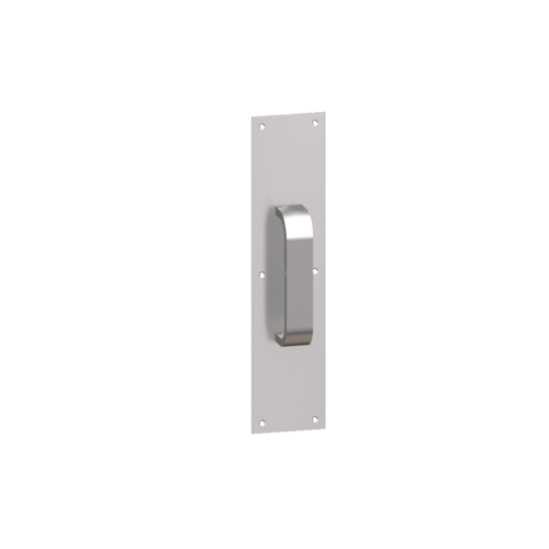 32G 3" x 12" Square Corner Pull Plate with 2G 8" Center to Center Rectangular Pull, Satin Stainless Steel Finish