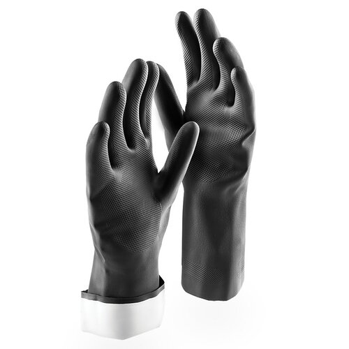 Industrial Grade Reusable Gloves, L, Rubber, Black