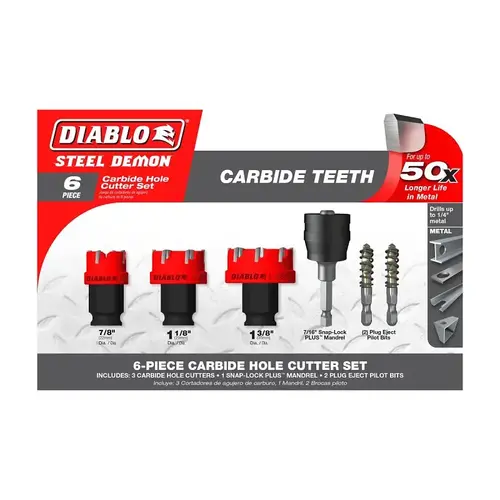 Diablo DHS06CFS Steel Demon Carbide Teeth Hole Cutter Set (6-Piece)
