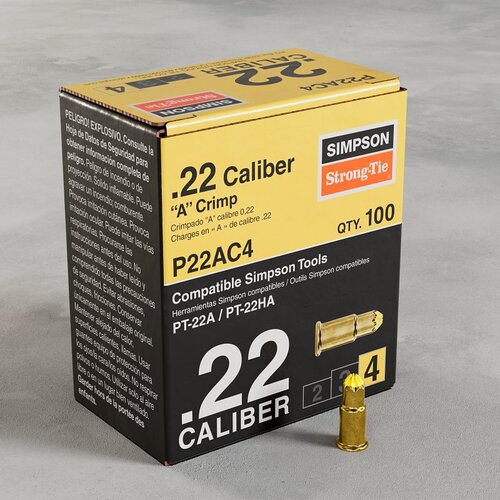 Simpson Strong-Tie P22AC4-XCP10 P22AC Crimp Load, 0.22 Caliber, Power Level: 4, Yellow Code, 1 -Load - pack of 1000