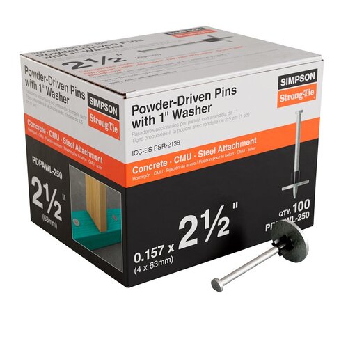 PDPAWL Drive Pin, 0.157 in Dia Shank, 2-1/2 in L, Steel, Galvanized/Zinc - pack of 100