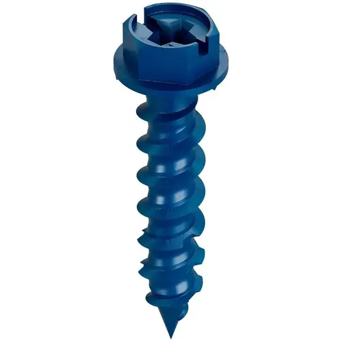 Titen Turbo Screw Anchor, 1/4 in Dia, 1-1/4 in L, Carbon Steel, Ceramic-Coated/Zinc Standard Blue - pack of 75