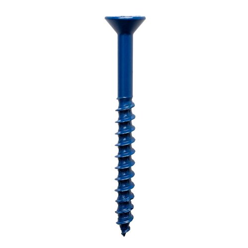 Titen Turbo Screw Anchor, 1/4 in Dia, 2-3/4 in L, Carbon Steel, Ceramic-Coated/Zinc Standard Blue - pack of 8