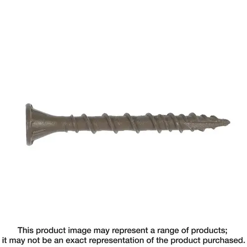 Deck-Drive DSVT Deck Screw, #8 Thread, 1-5/8 in L, Variable Thread, Ribbed Flat Head Tan