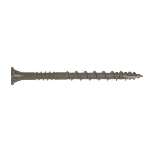 Deck-Drive DSVT Deck Screw, #10 Thread, 2-1/2 in L, Variable Thread, Ribbed Flat Head Tan