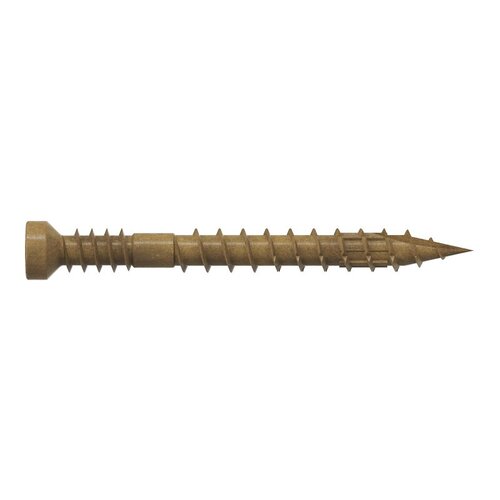 Screw, #7 Thread, 1-1/2 in L, Serrated Thread, Trim Head, 6-Lobe Drive Tan - pack of 100