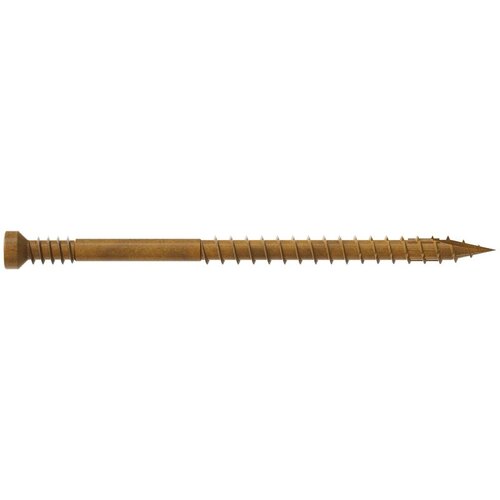 Finishing Trim Screw, #7 Thread, 2-1/2 in L, Serrated Thread, Trim Head, 400 Tan - pack of 400