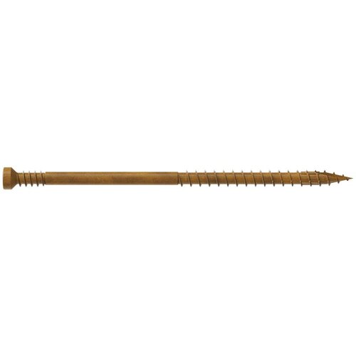 Screw, #7 Thread, 3 in L, Serrated Thread, Trim Head, 6-Lobe Drive, Saw Tooth Point Tan - pack of 100