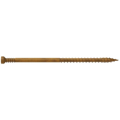 Finishing Trim Screw, #7 Thread, 3 in L, Serrated Thread, Trim Head, SawTooth Point Tan - pack of 300