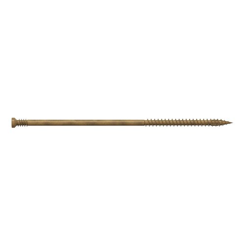 Screw, #9 Thread, 5 in L, Serrated Thread, Trim Head, 6-Lobe Drive, Saw Tooth Point Tan - pack of 50