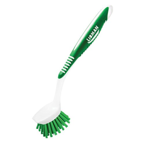 Libman 45 Kitchen Brush 3" W Hard Bristle 8" Plastic/Rubber Handle Green/White