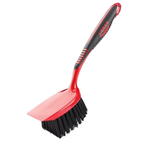 Scrub Brush 2.5" W Hard Bristle 3.5" Plastic/Rubber Handle Red/Black