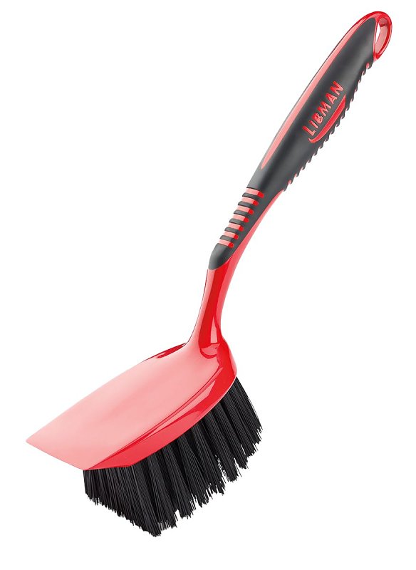 Libman 524 Scrub Brush 2.5" W Hard Bristle 3.5" Plastic/Rubber Handle Red/Black