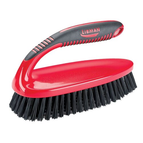 Scrub Brush 3.5" W Hard Bristle 8" Plastic/Rubber Handle Red/Black