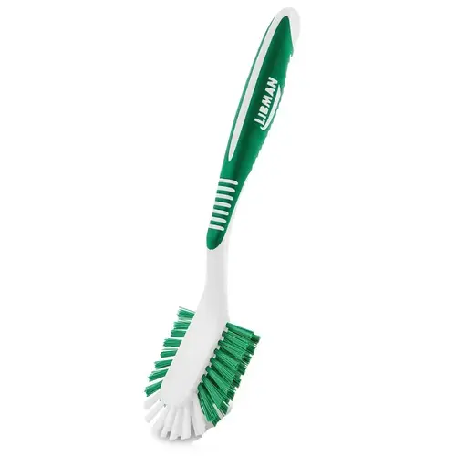Libman 1043 Kitchen Brush 2.4" W Hard Bristle 8" Rubber Handle Green/White