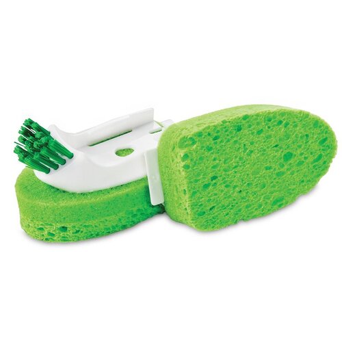 Dish Brush Refill 3.25" W Plastic Handle Green/White