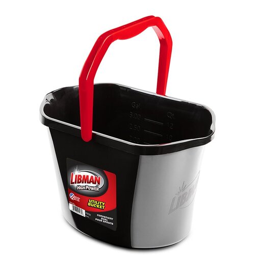 The Libman Company 1272 Oval Utility Bucket, 3.5 gal Capacity, 15.81 in Dia, Polymer, Black