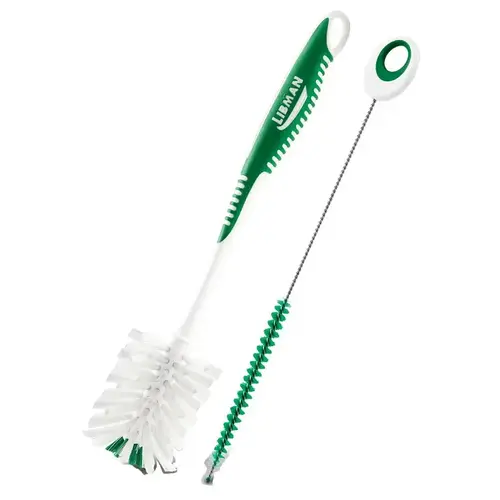 Bottle and Straw Brush Set 2.5" W Soft Bristle 6" Plastic/Rubber Handle Green and White - pack of 6